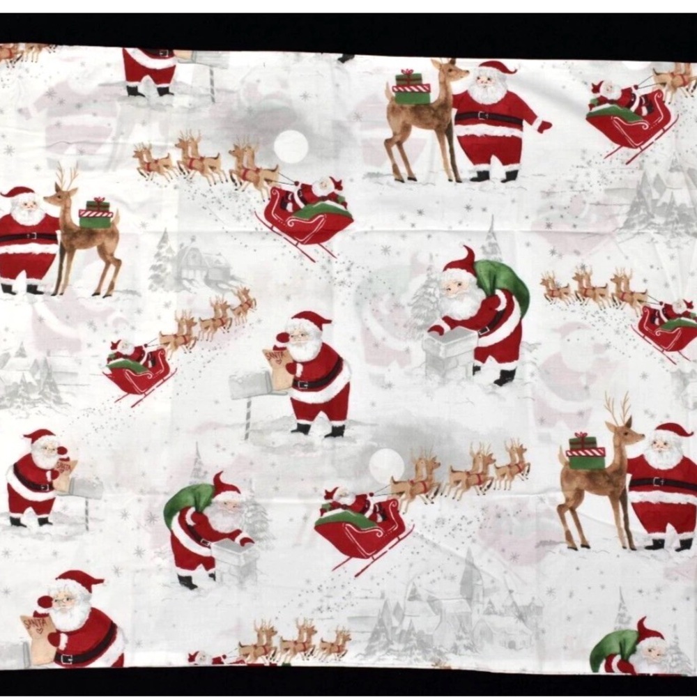 Pottery Barn Kids Santa and Reindeer Bedding Sheets - Red, Green, White